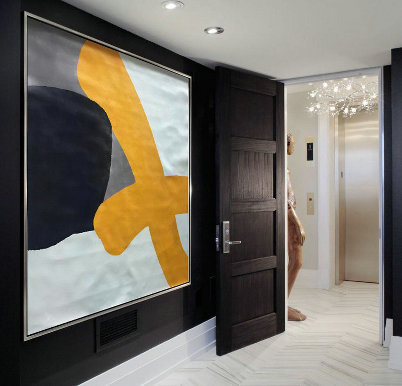Handmade Large Contemporary Art,Oversized Contemporary Art,Abstract Art Decor Large Canvas Painting,Gold,White,Black,Grey.etc